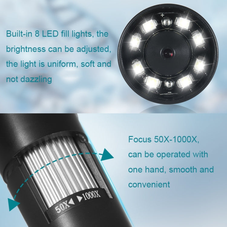 50X-1000X Wireless WIFI Connection LED Light Portable Digital Microscope, Specification: W05