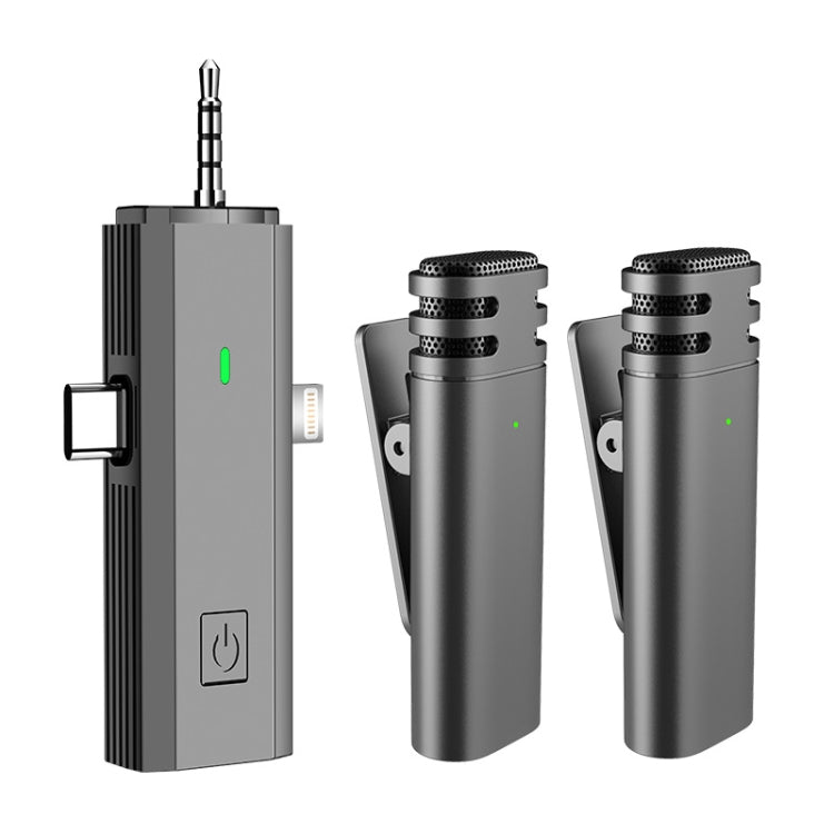 S17 Wireless 3 In 1 Lavalier MIC For Phone SLR Camera Loudspeaker ,Spec: 1 Drag Two Full Black