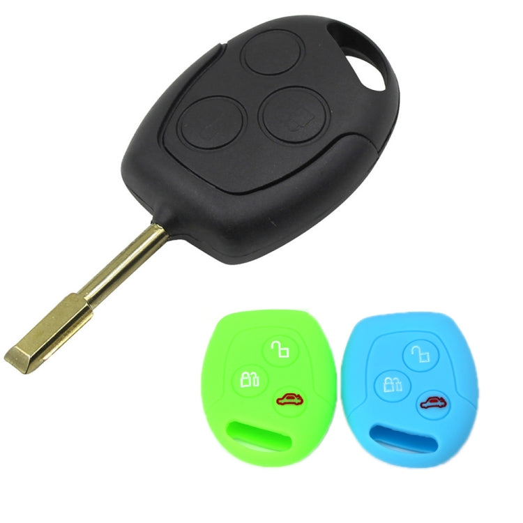 For Ford Transit/Focus 2pcs 3-Button Silicone Key Protector(Pink)