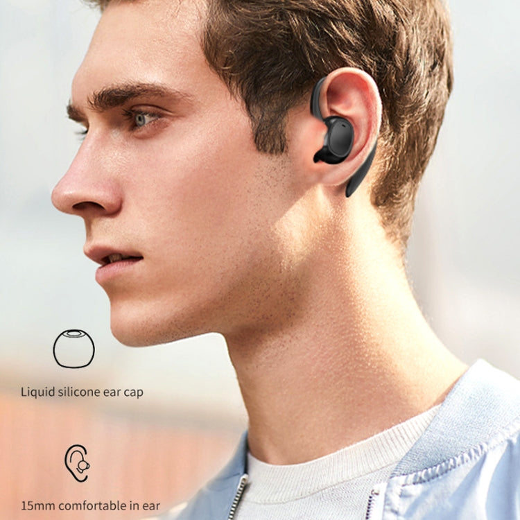 S260 Hanging Ear With Charging Bin Digital Display Stereo Bluetooth Earphones(Black)