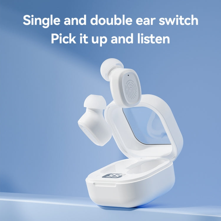 With Charging Bin Stereo Wireless Bluetooth Earphones, Style: BY18 Digital Display White