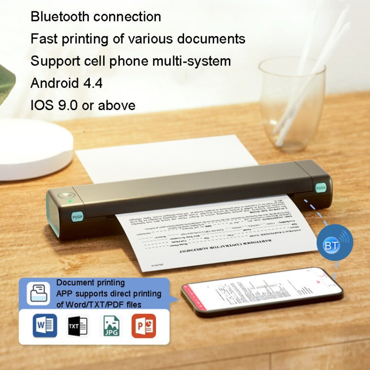 M08F Bluetooth Wireless Handheld Portable Thermal Printer(Black Green Tattoo Version)