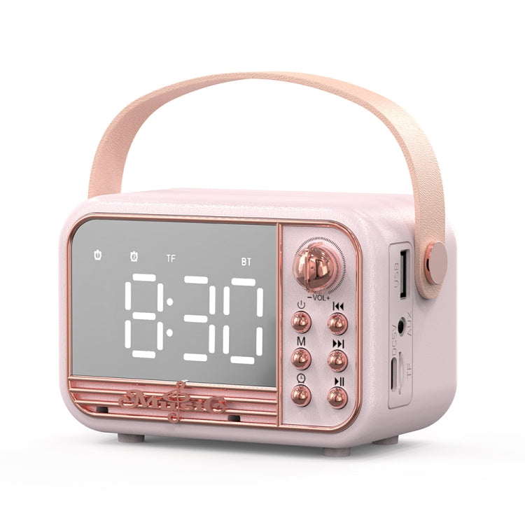 S11 Handheld Retro Alarm Clock Bluetooth Speaker Desktop Portable Clock(Pink) - Desktop Speaker by PMC Jewellery | Online Shopping South Africa | PMC Jewellery | Buy Now Pay Later Mobicred