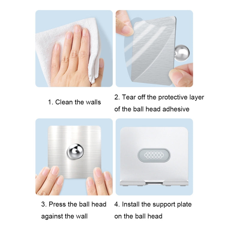 B87 Punch-free Tablet PC Aluminum Alloy Bracket Bathroom Kitchen Adhesive Wall Phone Holder(Silver Gray)