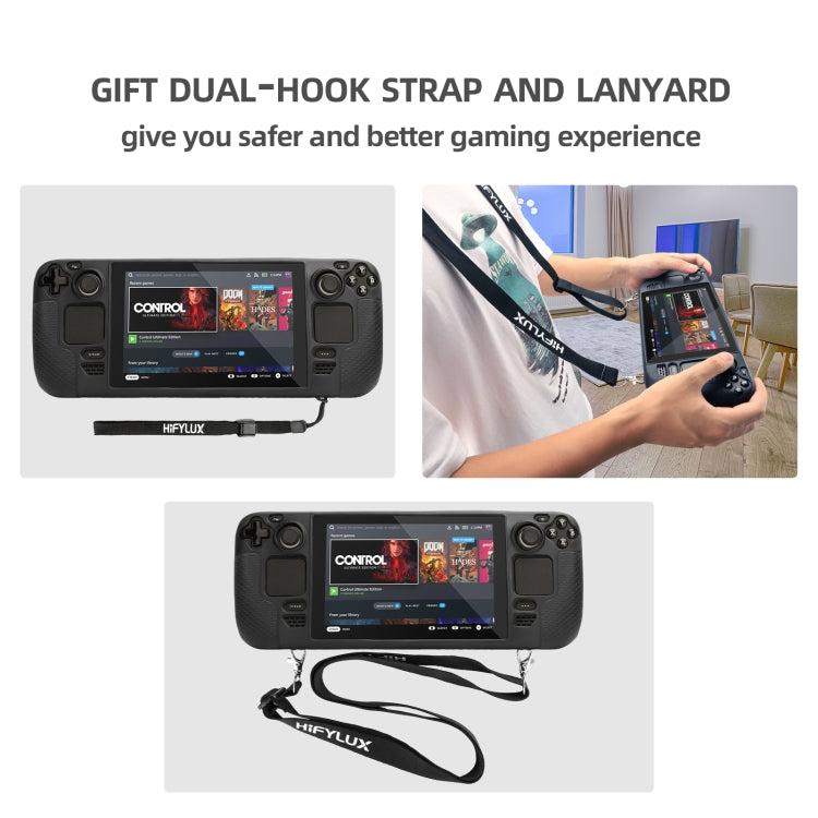 For Steam Deck Hifylux ST-PF14 Game Console Silicone Case Anti-scratch Non-slip Handheld Case Lanyard(Blue)