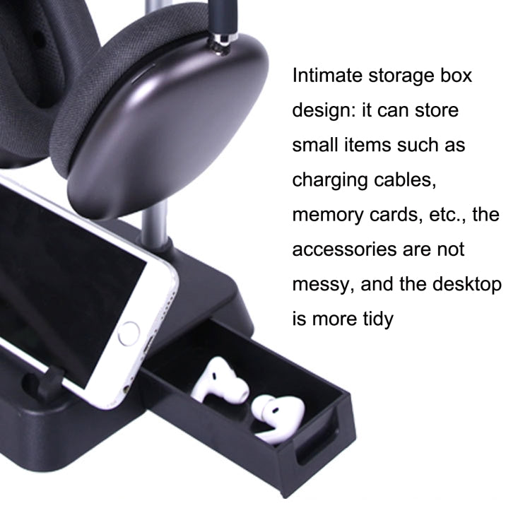 For AirPods Max Hifylux AP-HF5 Headphone Stand Mobile Phone Holder Storage Box(Black) - Anti-lost & Holder by Hifylux | Online Shopping South Africa | PMC Jewellery | Buy Now Pay Later Mobicred