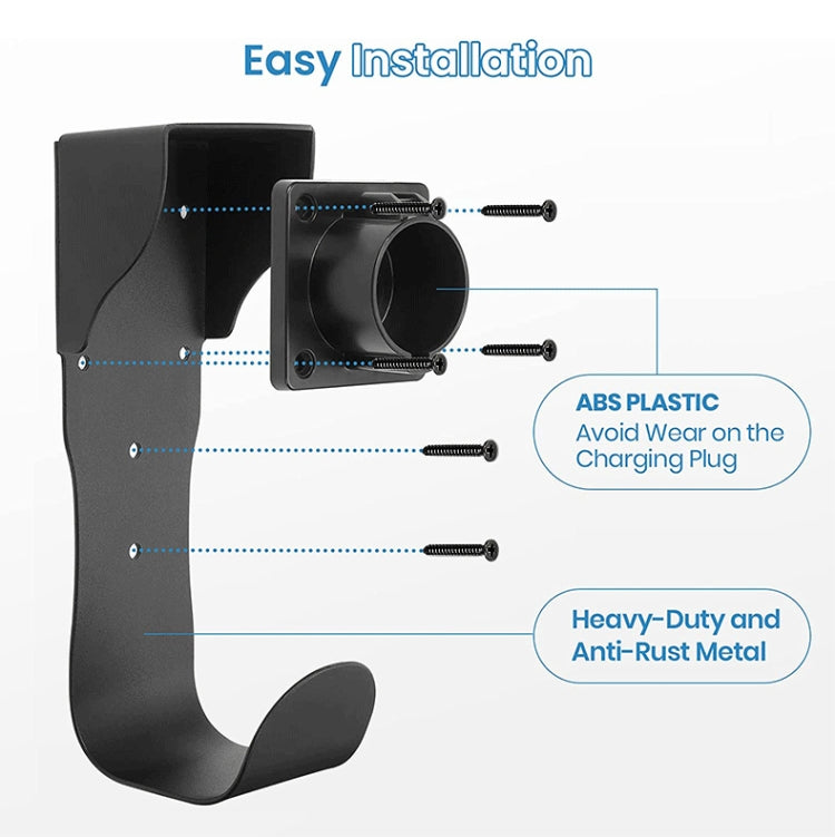EV Charger Cable Holder Electric Car Charging Cable Organizer for J1772 Plug(Black)