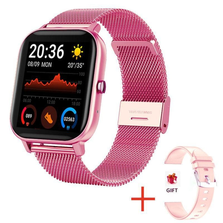 H10 1.69 inch Screen Bluetooth Call Smart Watch, Support Heart Rate/Blood Pressure/Sleep Monitoring, Color: Pink Net+Silicone