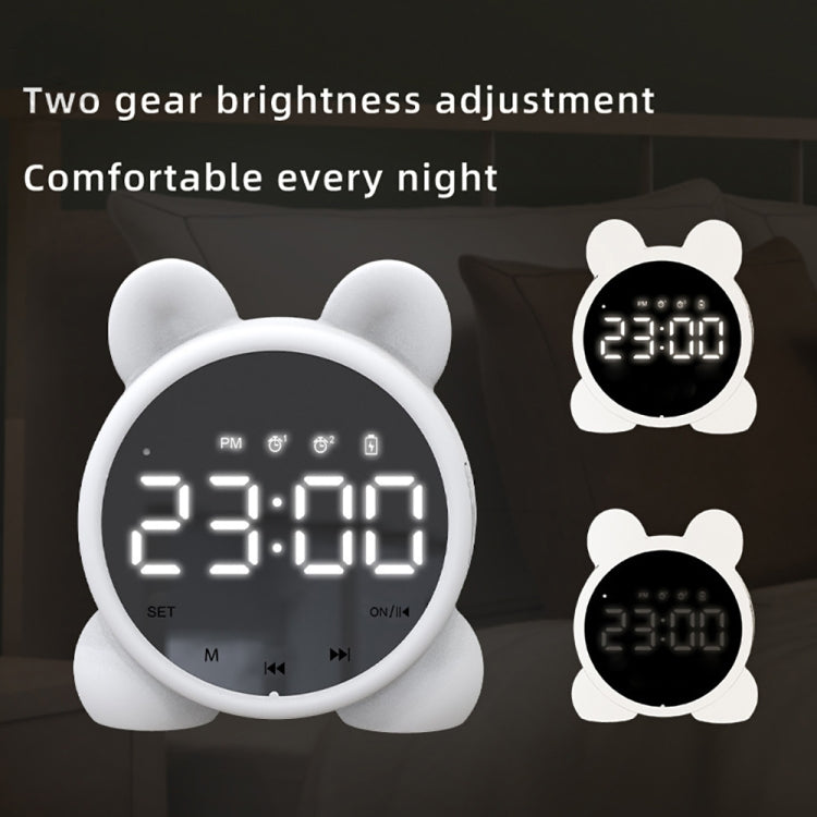 P1 Mini Card Mirror Clock Wireless Bluetooth Speaker with FM Radio(White)