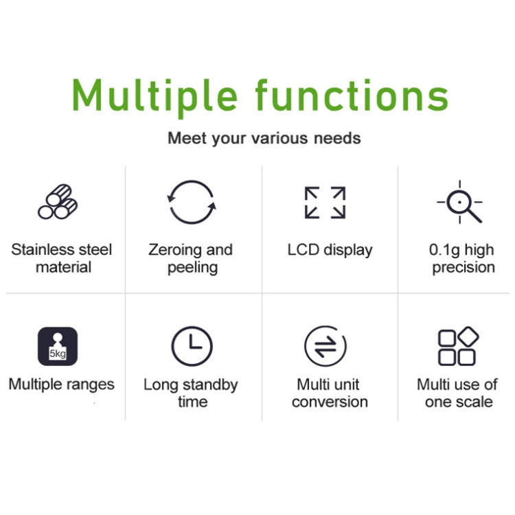 Small Multifunctional Kitchen High Precision Electronic Scale LCD Digital Display Food Scale, Model: 5kg/ 0.1g - Kitchen Scales by PMC Jewellery | Online Shopping South Africa | PMC Jewellery | Buy Now Pay Later Mobicred