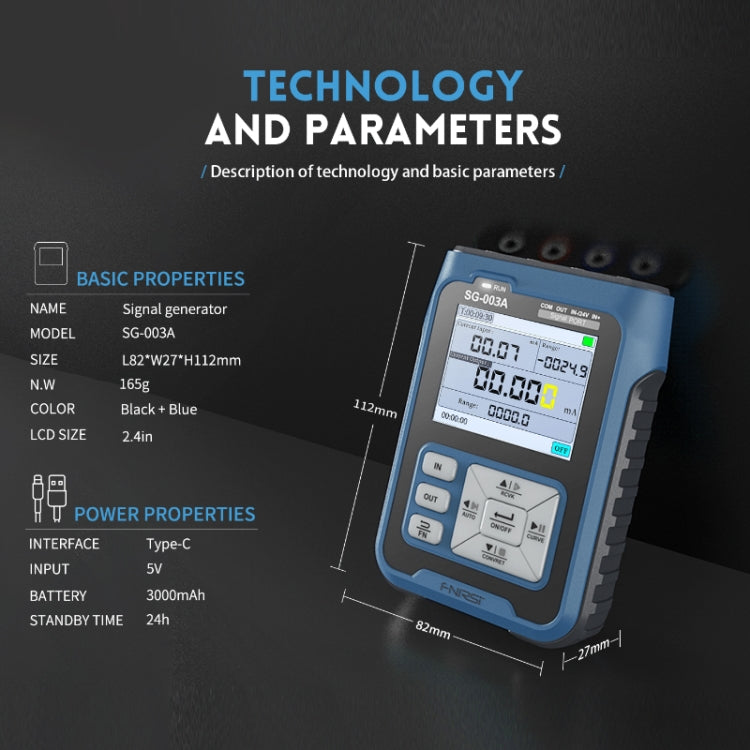 FNIRSI SG-003A Multifunctional PWM Signal Generator 4-20ma Voltage Current Calibrator, EU Plug(Blue) - free shipping - PMC Jewellery - Order now!