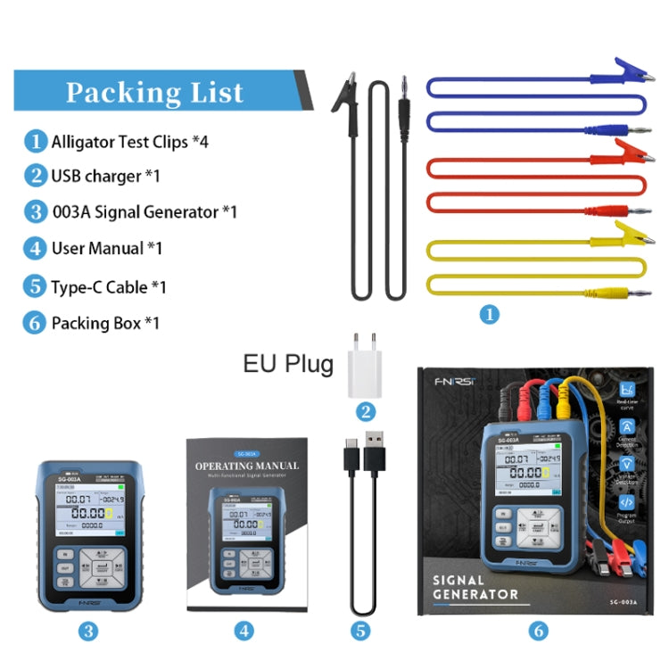 FNIRSI SG-003A Multifunctional PWM Signal Generator 4-20ma Voltage Current Calibrator, EU Plug(Blue) - free shipping - PMC Jewellery - Order now!