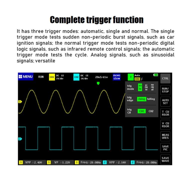 FNIRSI 1013D 1GS Sampling Dual Channel 100M Bandwidth Digital Oscilloscope, US Plug(English)