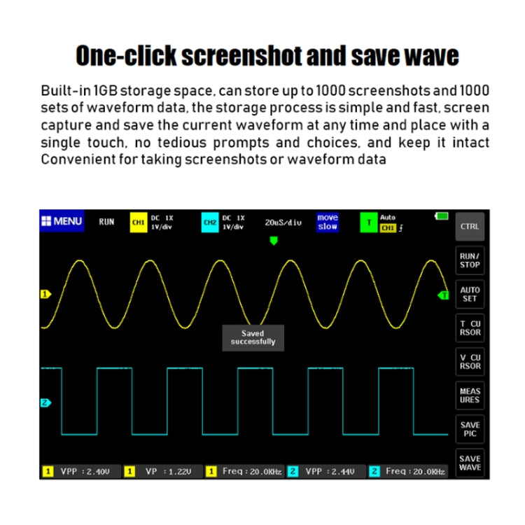 FNIRSI 1013D 1GS Sampling Dual Channel 100M Bandwidth Digital Oscilloscope, US Plug(English)