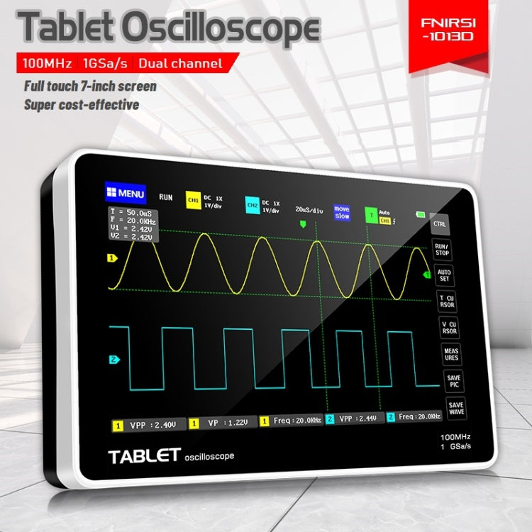 FNIRSI 1013D 1GS Sampling Dual Channel 100M Bandwidth Digital Oscilloscope, US Plug(English)