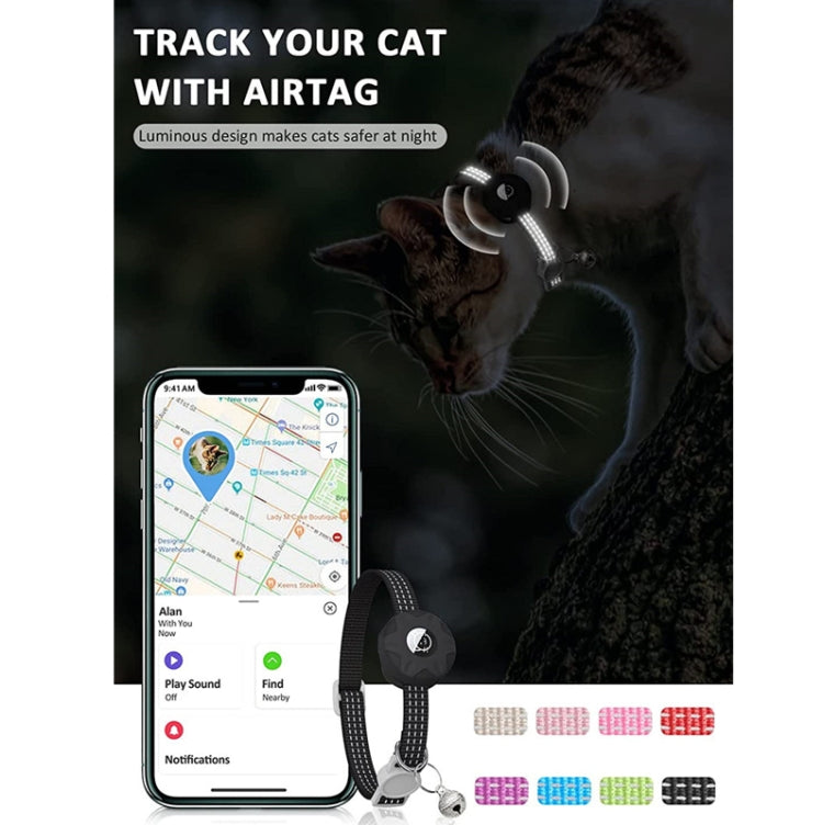 For AirTag Tracker Silicone Case Reflective Pet Cat Collar With Bell(Black) - free shipping - PMC Jewellery - Order now!