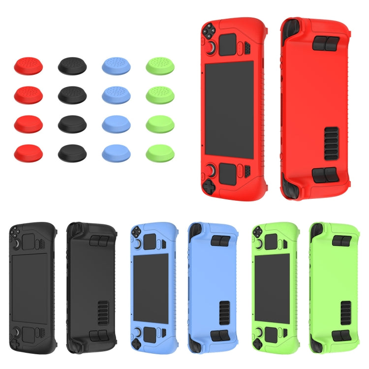 For Steam Deck Game Controller Soft Silicone Protective Cover Case With 4pcs Key Cap(Luminous Blue)