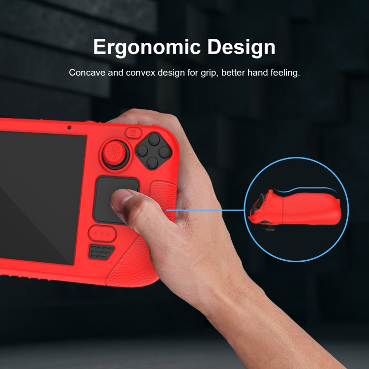 For Steam Deck Game Controller Soft Silicone Protective Cover Case With 4pcs Key Cap(Red) - free shipping - PMC Jewellery - Order now!