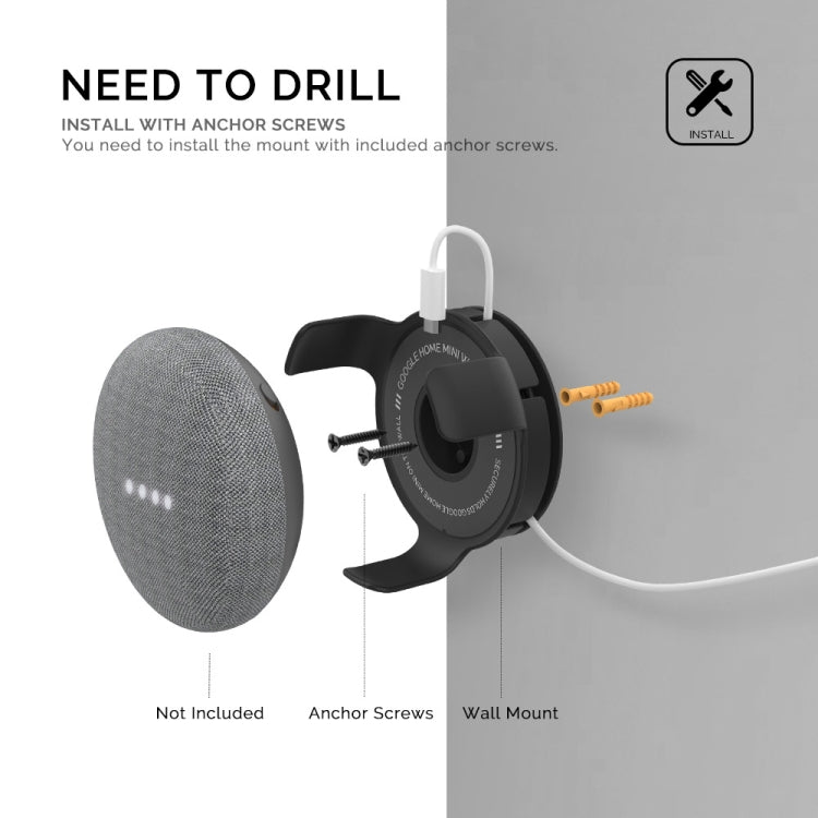 For Amazon Echo Dot 3 AhaStyle PT62 Wall Bracket Smart Speaker Bracket Black
