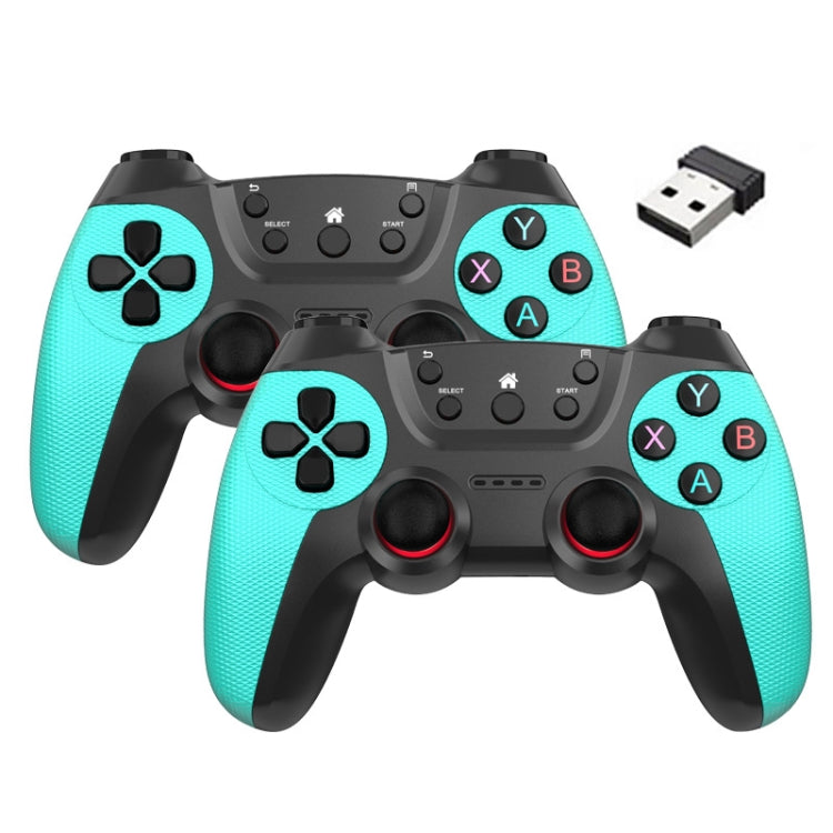 KM-029 2.4G One for Two Doubles Wireless Controller Support PC / Linux / Android / TVbox(Mint Green)