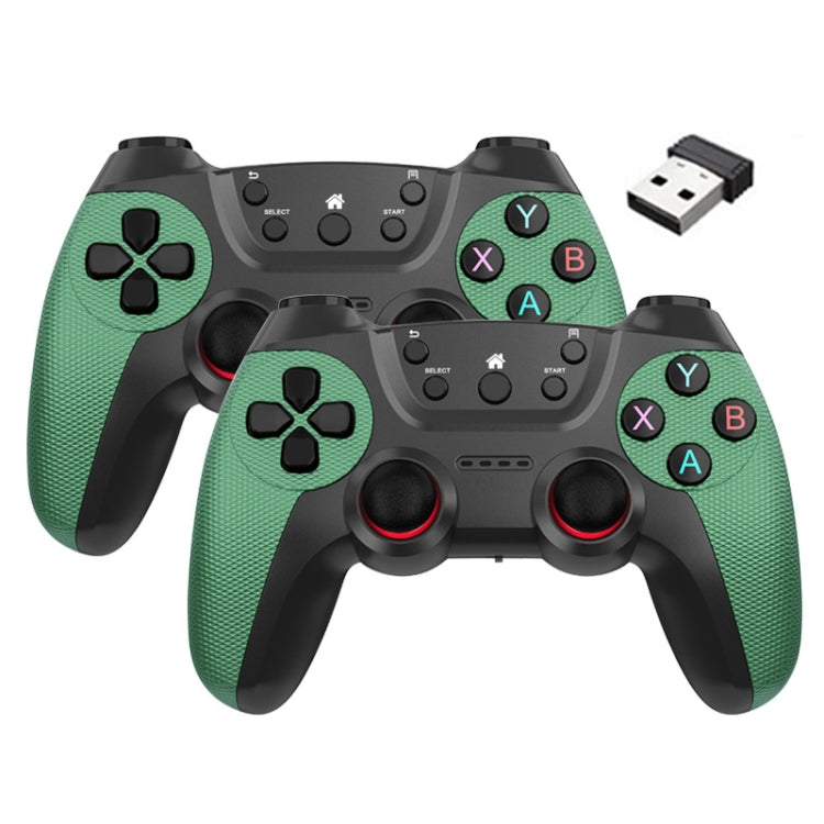 KM-029 2.4G One for Two Doubles Wireless Controller Support PC / Linux / Android / TVbox(Cangling Green)