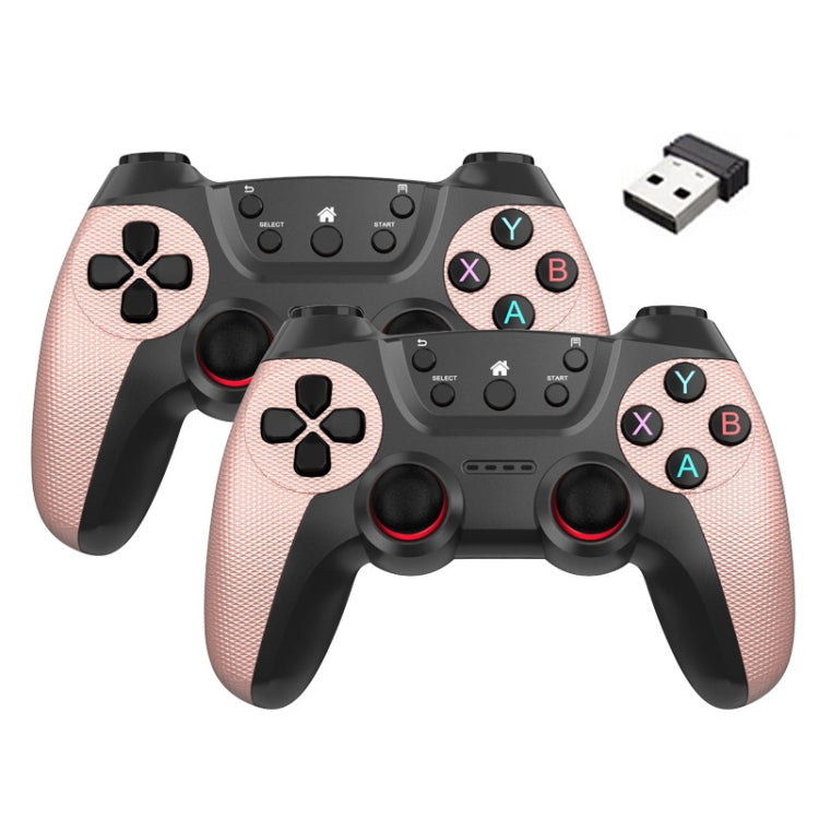 KM-029 2.4G One for Two Doubles Wireless Controller Support PC / Linux / Android / TVbox(Rose Pink)