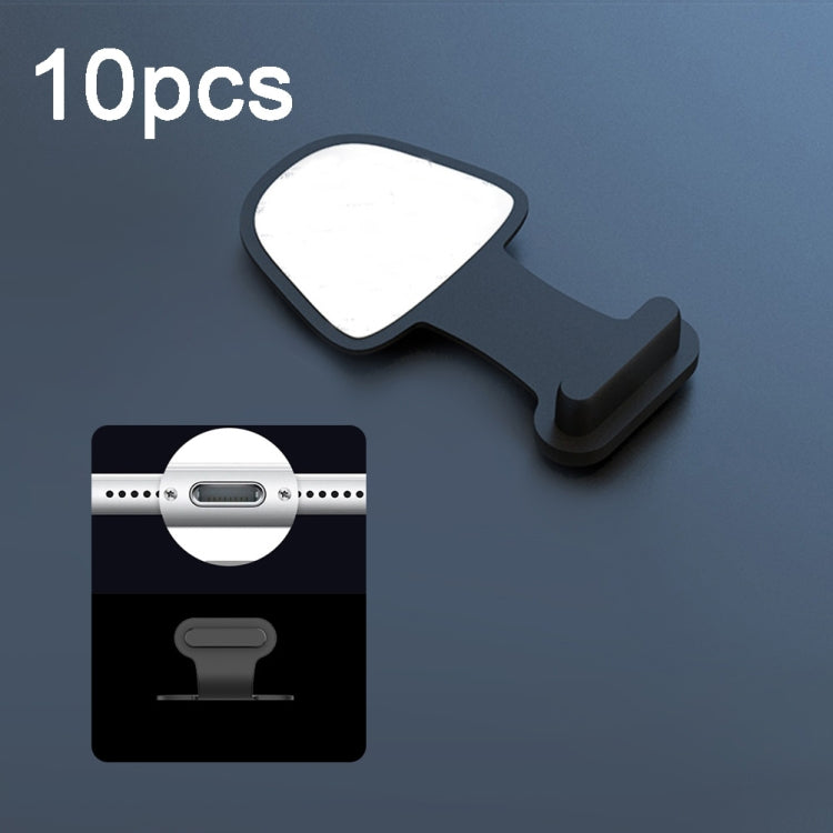10pcs 8 Pin Mobile Phone Charging Port Silicone Anti-Dust Plug Back-adhesive Loss-proof Cover(Black)