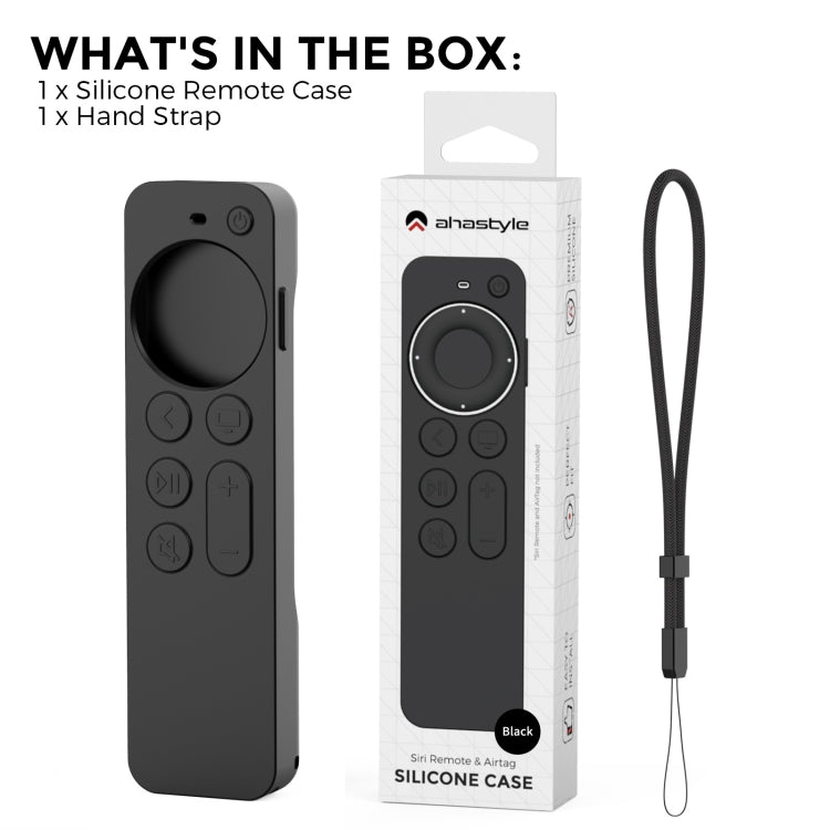 For Apple TV Siri Remote 2/3 AhaStyle PT165 Remote Controller Silicone Protective Case(Black)