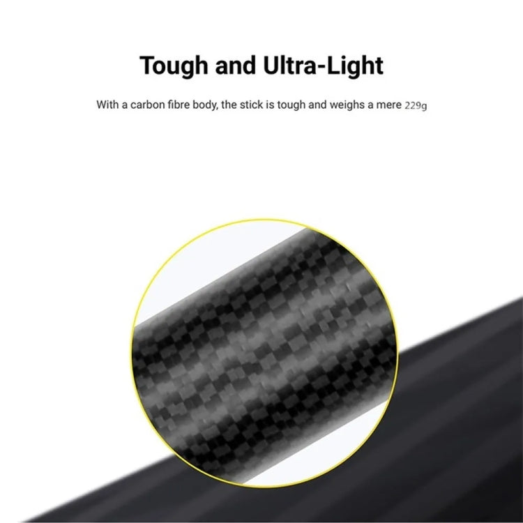 3m Carbon Fiber Extended Monopod Invisible Selfie Stick For Insta360 / DJI Action / GoPro / Xiao Yi Sports Camera