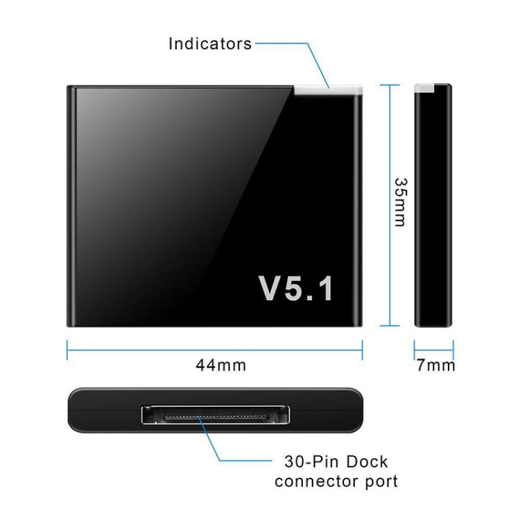 Bluetooth 5.1 30Pin Audio Receiver I-WAVE Adapter - Audio Receiver Transmitter by PMC Jewellery | Online Shopping South Africa | PMC Jewellery | Buy Now Pay Later Mobicred