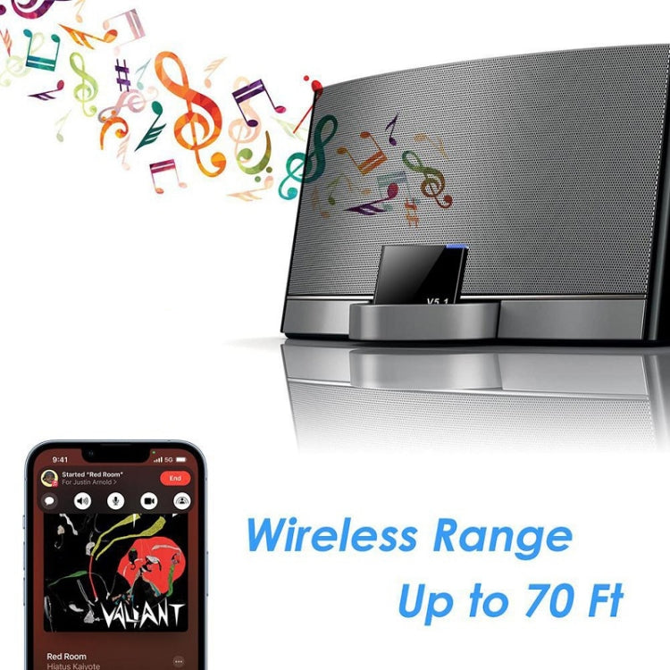 Bluetooth 5.1 30Pin Audio Receiver I-WAVE Adapter - Audio Receiver Transmitter by PMC Jewellery | Online Shopping South Africa | PMC Jewellery | Buy Now Pay Later Mobicred