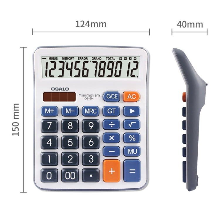 OSALO OS-6M 12-digit Office Desktop Calculator Solar Dual Power Calculator - free shipping - PMC Jewellery - Order now!