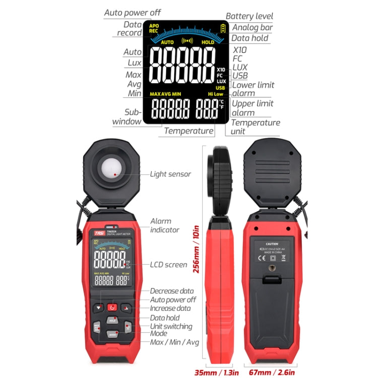 TASI TA632B USB Computer Connection Digital Illuminance Meter Lumen Tester Brightness Meter