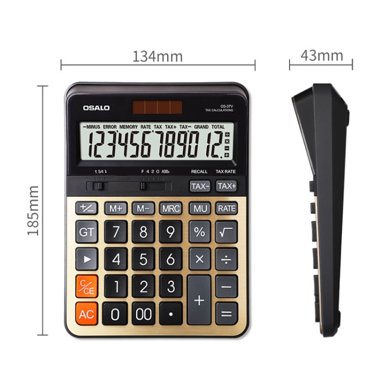 OSALO OS-3TV 12-digit LCD Screen Solar Dual Power Supply Desktop Calculator - free shipping - PMC Jewellery - Order now!