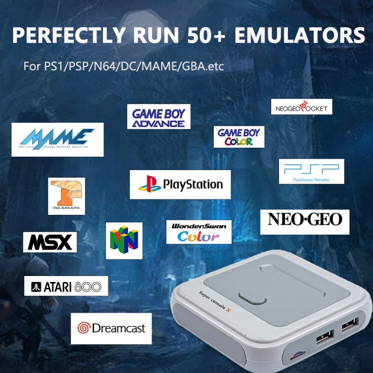 Super Console X 64GB 30000+ Games Wireless 4K HD 3D Double Game Console Box, US Plug