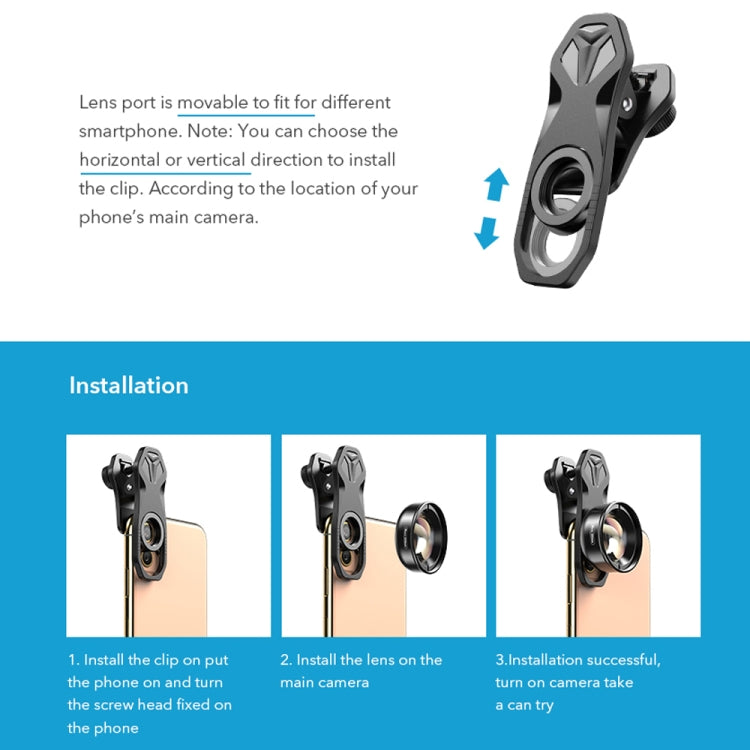 APEXEL APL-HB100MM HD Insect Jewelry 100 Micro External Mobile Phone Lens(Telephoto Clip) - free shipping - PMC Jewellery - Order now!