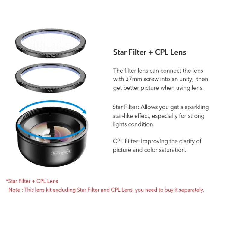 APEXEL APL-HB100MM HD Insect Jewelry 100 Micro External Mobile Phone Lens(Telephoto Clip) - free shipping - PMC Jewellery - Order now!
