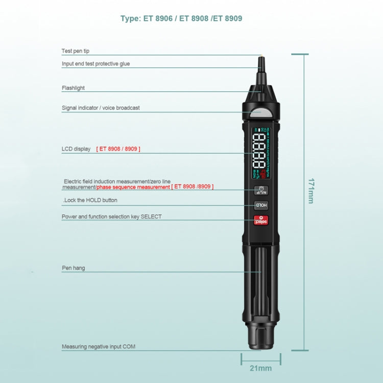 WinAPEX ET8908 Digital Multimeter Voltage Test Pen Capacitance Meter Diode NVC Tester - free shipping - PMC Jewellery - Order now!