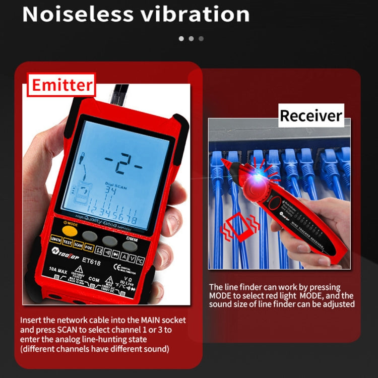 TOOLTOP 600m/1968ft Network Cable Length 2 in 1 Network Cable Finder Multimeter(7 pcs/set) - free shipping - PMC Jewellery - Order now!