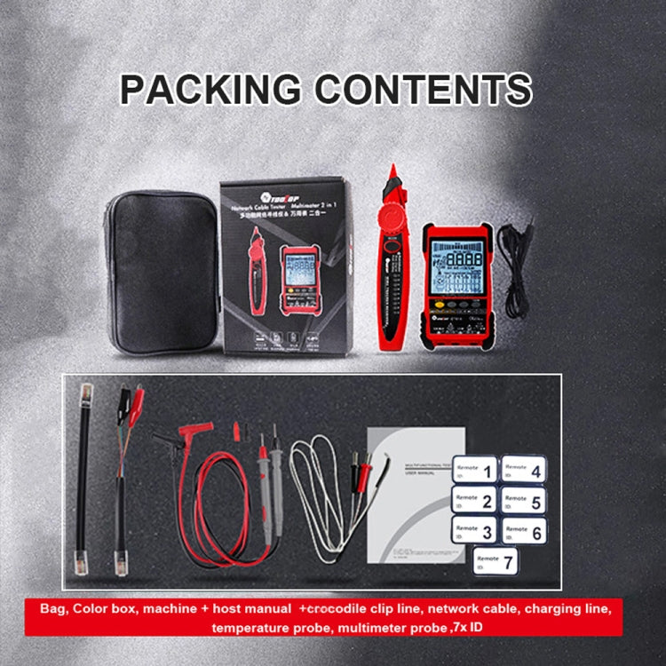 TOOLTOP 600m/1968ft Network Cable Length 2 in 1 Network Cable Finder Multimeter(7 pcs/set) - free shipping - PMC Jewellery - Order now!