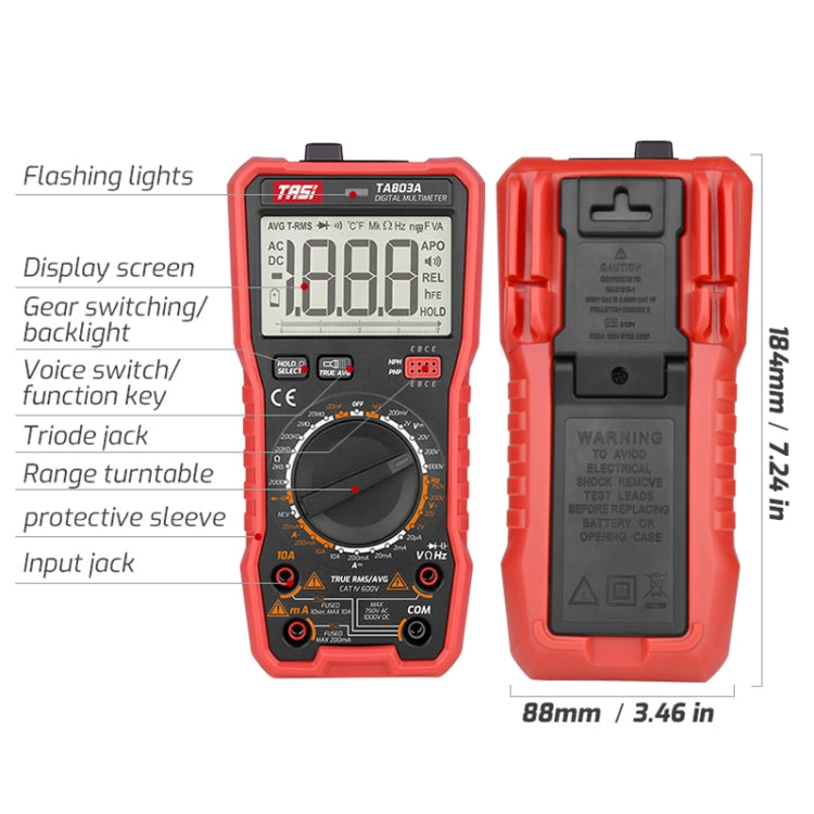 TASI TA803B Digital High Precision Multimeter Digital Display Household Multifunction Electrician Multimeter