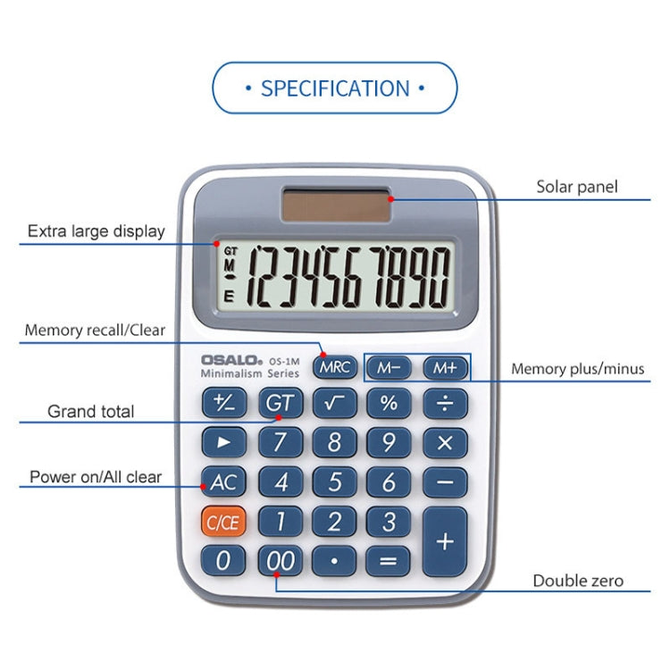 OSALO 10-digit LCD Screen Solar Dual Power Supply Desktop Calculator Mini Student Calculator - Calculator by OSALO | Online Shopping South Africa | PMC Jewellery | Buy Now Pay Later Mobicred