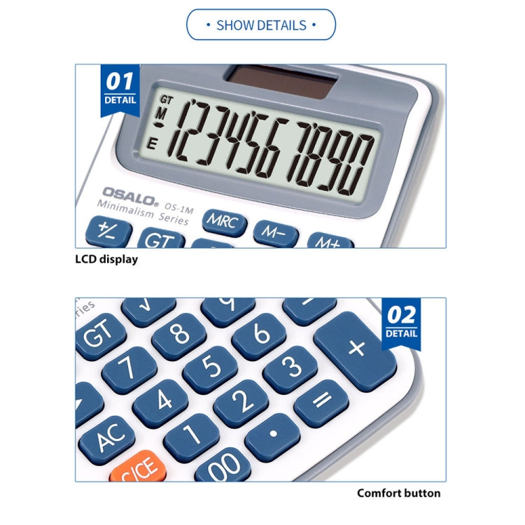 OSALO 10-digit LCD Screen Solar Dual Power Supply Desktop Calculator Mini Student Calculator - Calculator by OSALO | Online Shopping South Africa | PMC Jewellery | Buy Now Pay Later Mobicred