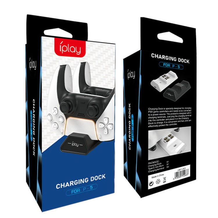 iplay HBP-263 For PS5 Handle Dual Seat Charging Support(Black) - Charger & Power by iplay | Online Shopping South Africa | PMC TechLife | Buy Now Pay Later Mobicred