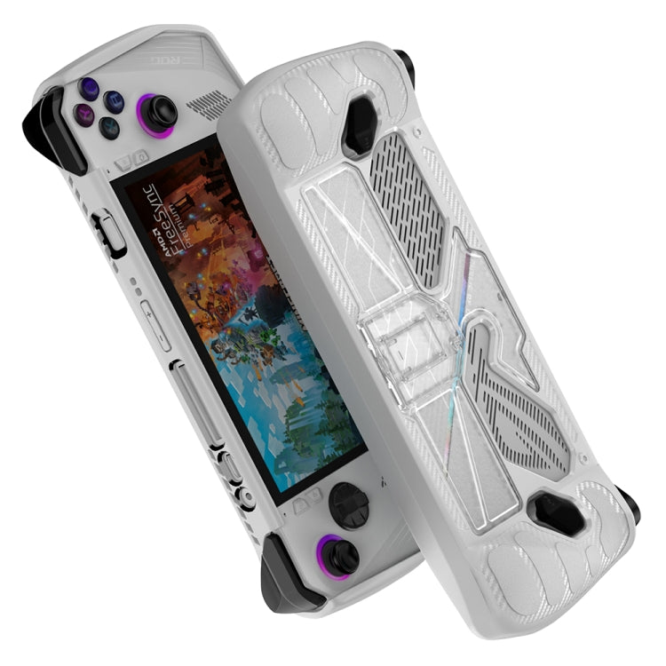 For ASUS Rog Ally Game Console PC+TPU Protective Case Cover With Bracket(White+Transparent) - Cases by PMC Jewellery | Online Shopping South Africa | PMC Jewellery | Buy Now Pay Later Mobicred