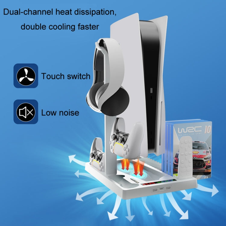 iplay for PS5 Host Cooling Handle Charging Base with Disc Storage Rack(White) - free shipping - PMC Jewellery - Order now!
