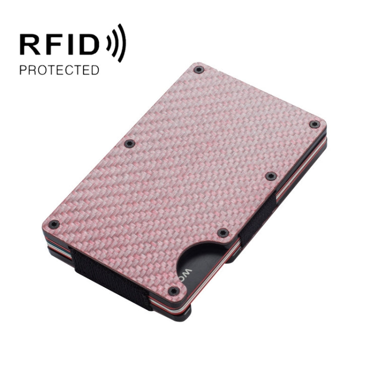 RFID Carbon Fiber Metal Card Holder Multifunctional Anti-theft Credit Card Box(Red)