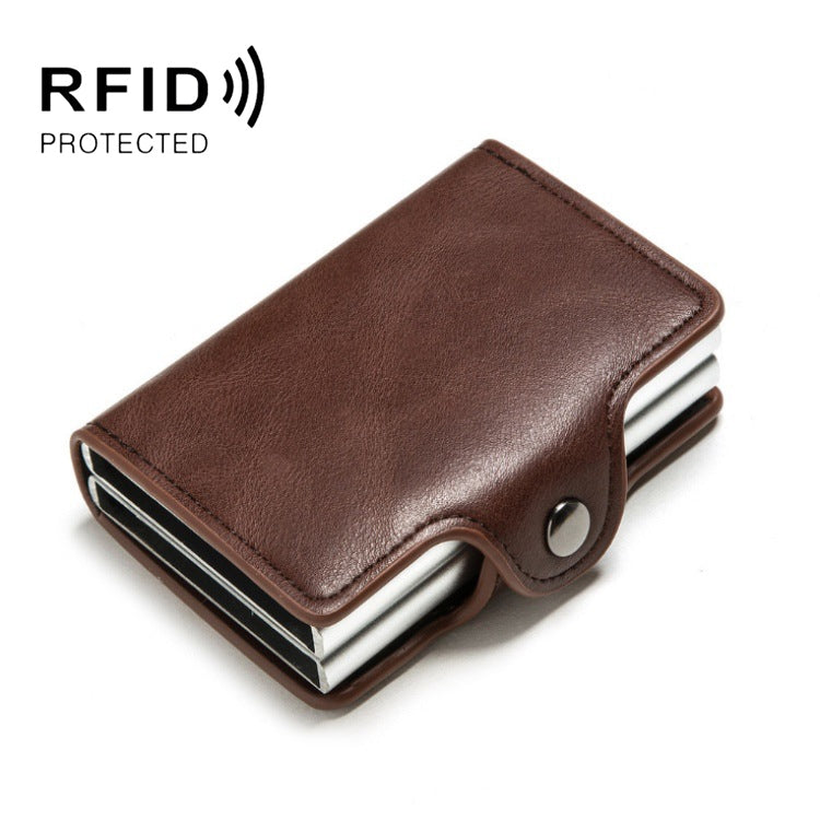 Automatic Pop-up Card Holder Metal Card Box RFID Credit Card Bank Card Box Wallet(Coffee) - Antimagnetic RFID Package by PMC Jewellery | Online Shopping South Africa | PMC Jewellery | Buy Now Pay Later Mobicred