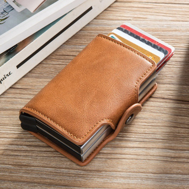Automatic Pop-up Card Holder Metal Card Box RFID Credit Card Bank Card Box Wallet(Brown) - free shipping - PMC Jewellery - Order now!