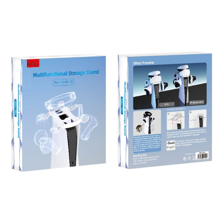 iplay for PS5/PSVR2 Headphone Storage Bracket Charging Cable with Indicator Light(White) - Holder by iplay | Online Shopping South Africa | PMC TechLife | Buy Now Pay Later Mobicred